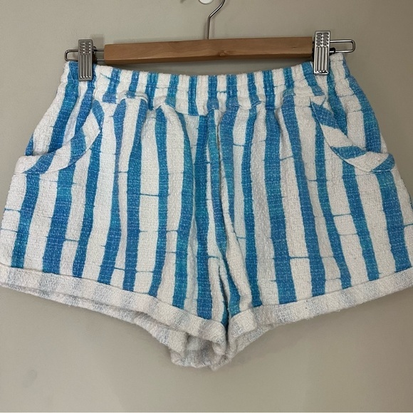 Anthropologie Lilka Striped Terry Short Blue white size small - Picture 2 of 7